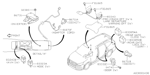 2020 Subaru Ascent Sw Assembly Rg PRG Diagram for 83385XC00A