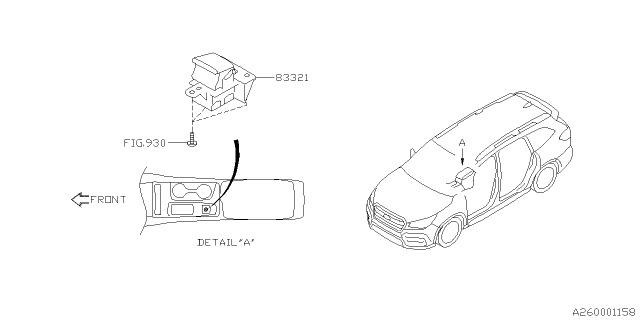 2019 Subaru Ascent Switch Assembly Hand Brake EPB Diagram for 83321XC00A