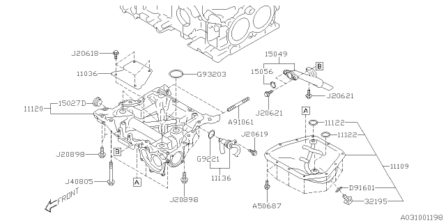 2019 Subaru Ascent Pan Complete-Oil Upper Diagram for 11120AA57A