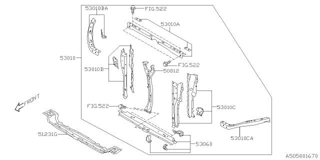 2021 Subaru Ascent Lower Tie Bar Diagram for 51231XC00A9P