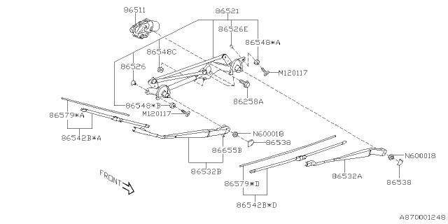 2020 Subaru Ascent Wiper - Windshilde Diagram 1