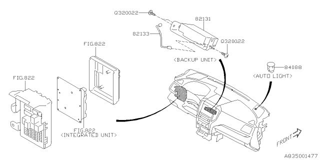 2021 Subaru Ascent Adapter Backup Unit Diagram for 82133XC00A