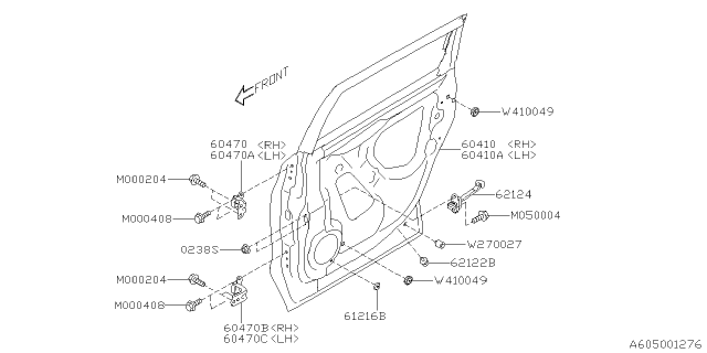 2021 Subaru Ascent Hinge Assembly Door Rear LRH Diagram for 60479XC02A