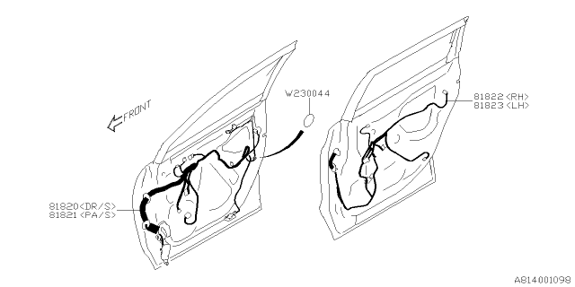 2021 Subaru Ascent Cord Door F Pass Usa Diagram for 81821XC02B