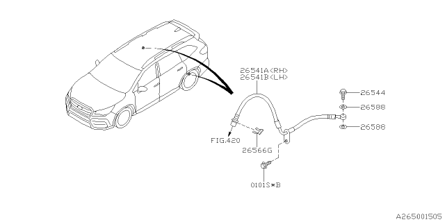 2020 Subaru Ascent Brake Hose Rear RH Diagram for 26541XC00A