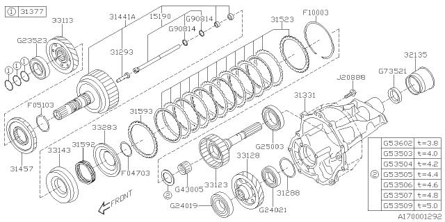 2019 Subaru Ascent Gear-TRF Driven Diagram for 33128AA520