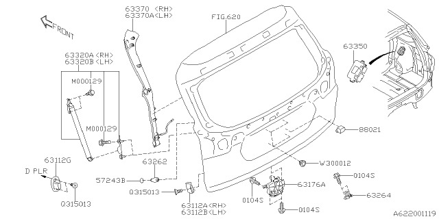 2019 Subaru Ascent PWR R Gate ECU Diagram for 63350XC00B