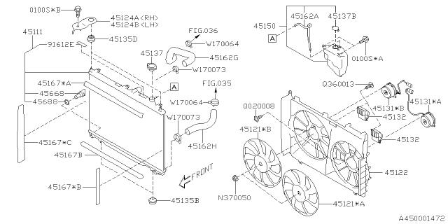 2019 Subaru Ascent Bracket Radiator Upper LH Diagram for 45124XC010