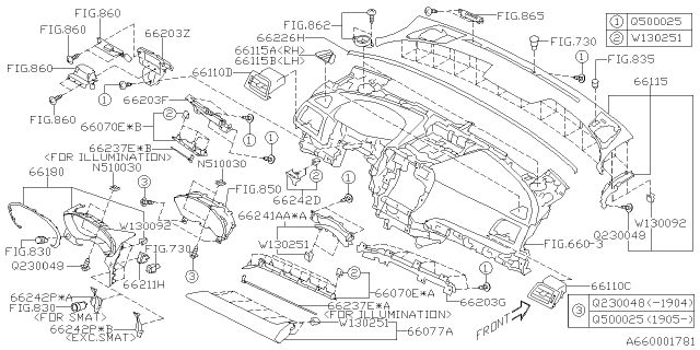 2019 Subaru Ascent Cover Steering Upper SIA Diagram for 66241XC05A