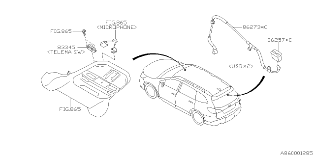 2021 Subaru Ascent Cord Assembly Aux Power Diagram for 86273XC03A