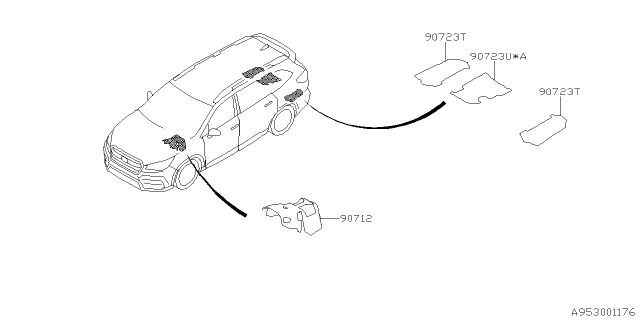 2020 Subaru Ascent SILENCER Floor Rear Side Diagram for 90723XC00A