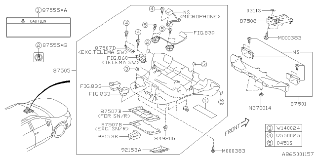 2019 Subaru Ascent Cover Assembly St CMR Diagram for 87505XC00BME