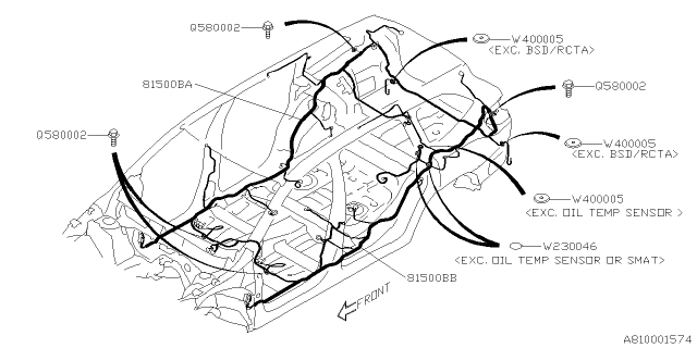 2020 Subaru Ascent Wiring HARN R RH Usa Diagram for 81503XC00B