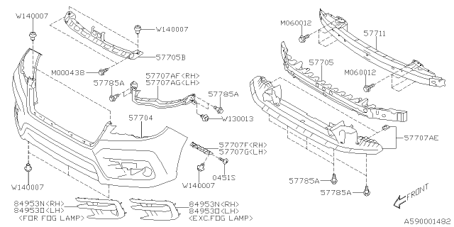 2021 Subaru Ascent Beam Complete Front Diagram for 57711XC00A9P