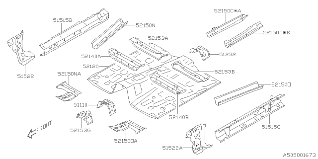 2020 Subaru Ascent Filler Cross Member Complete, Front Left Diagram for 52140XC05A9P