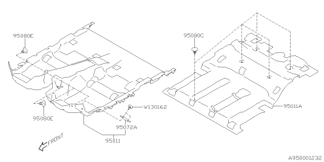 2019 Subaru Ascent Mat Floor Rear Diagram for 95011XC10AVH