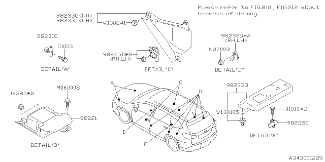 2019 Subaru Ascent Air Bag SATL Sensor Diagram for 98237XC00A