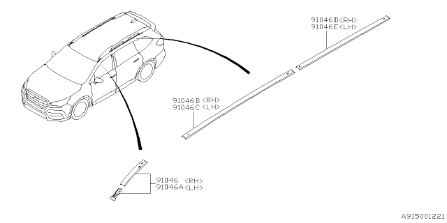 2019 Subaru Ascent Molding Assembly Rf FWDRH Diagram for 91046XC00A