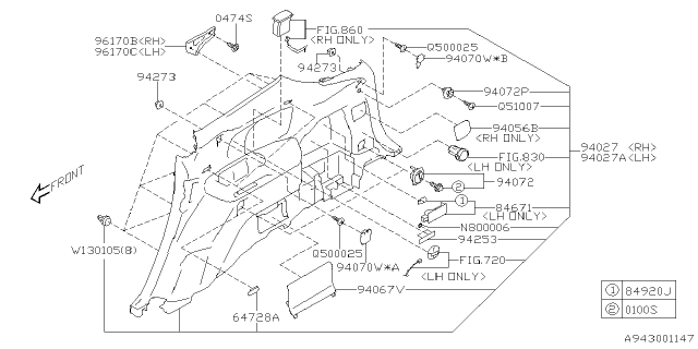 2020 Subaru Ascent Trim Panel Assembly APRONRH Diagram for 94027XC12AVH