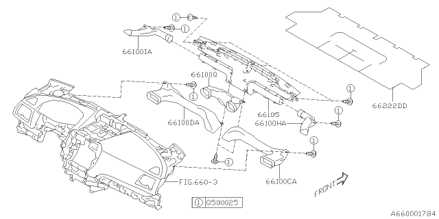 2020 Subaru Ascent Duct Side Vent RH SIA Diagram for 66100XC01A