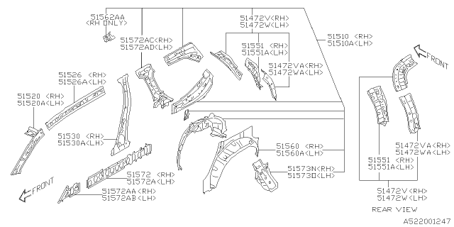 2019 Subaru Ascent Pillar Complete Center In LH Diagram for 51530XC01A9P