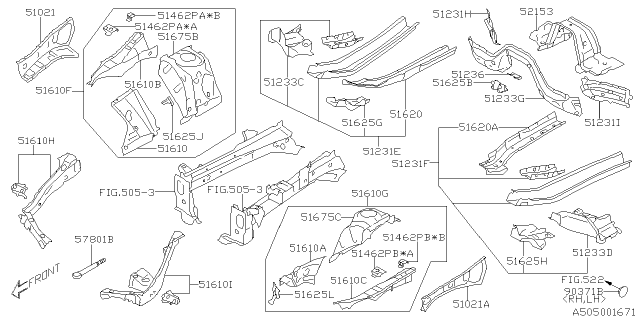 2019 Subaru Ascent Bracket Front Suspension Complete LH Diagram for 51625XC16A9P