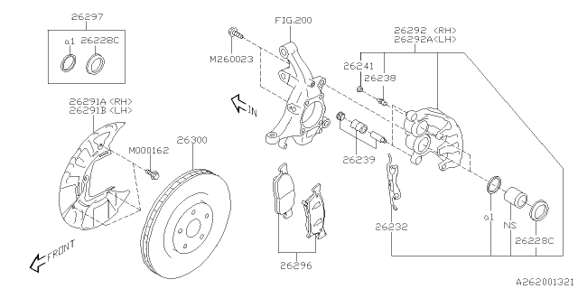2020 Subaru Ascent Boot Piston Diagram for 26228XC00A