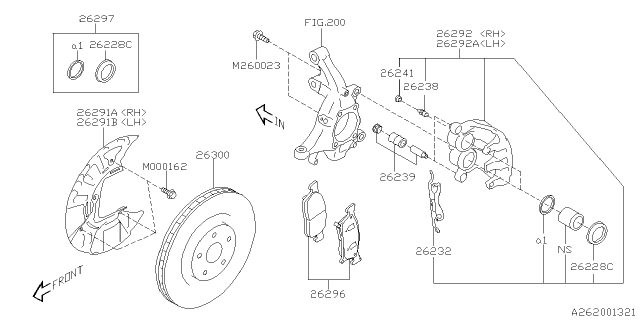 2020 Subaru Ascent Disk Brake Kit Front RH Diagram for 26292XC00A