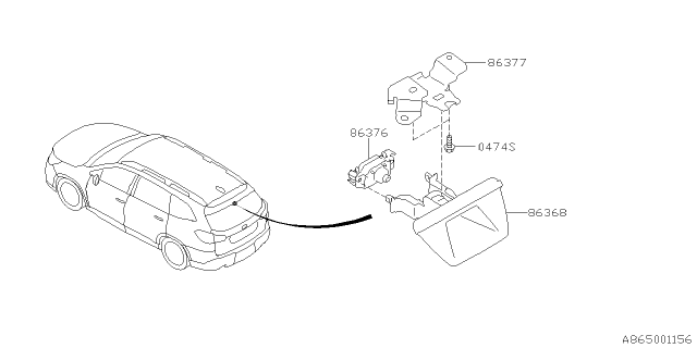 2020 Subaru Ascent SMT Mirror CMR Cover Diagram for 86368XC00A