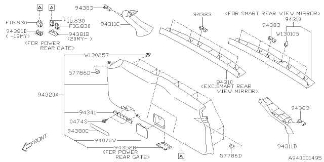 2021 Subaru Ascent Trim PNL Assembly R GLWR Diagram for 94320XC02AVH