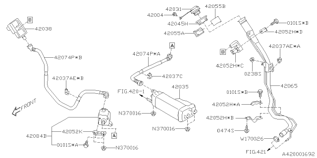 2021 Subaru Ascent Tube Drain A Diagram for 42074XC020