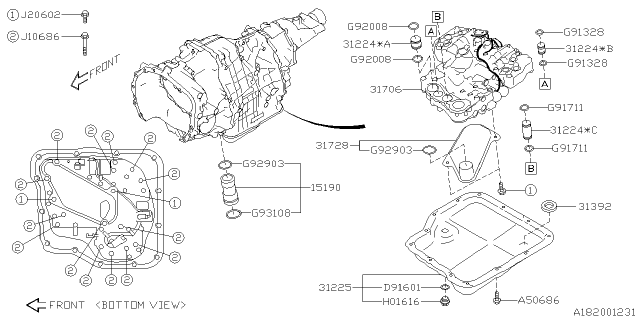 2019 Subaru Ascent Control Valve Body Assembly Diagram for 31706AA161