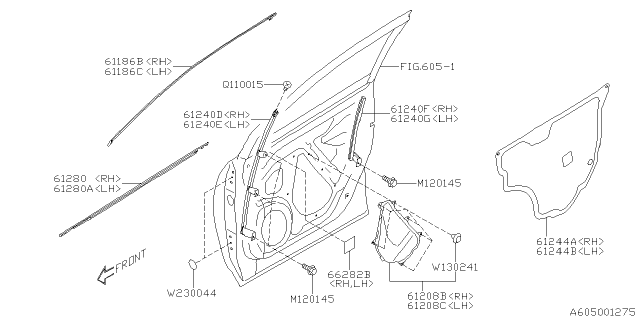 2019 Subaru Ascent Molding Door SASH Front LH Diagram for 61186XC01A