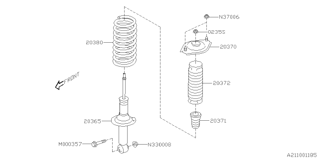2021 Subaru Ascent Mount Shock ABSORBER Rear Diagram for 20370XC00A
