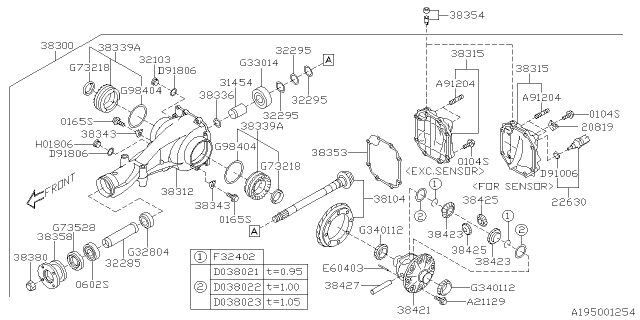 2019 Subaru Ascent Differential Carrier AY/VB3DAA Diagram for 38300AC400