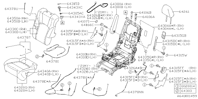 2021 Subaru Ascent Cap Ar Diagram for 64107YC000VH