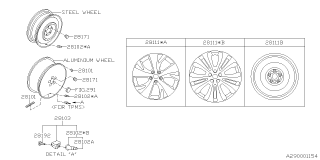 2021 Subaru Ascent Spare Disc Wheel Diagram for 28151XC00A