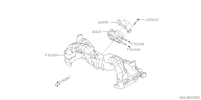 2019 Subaru Ascent Stay Throttle Body Diagram for 16590AA010