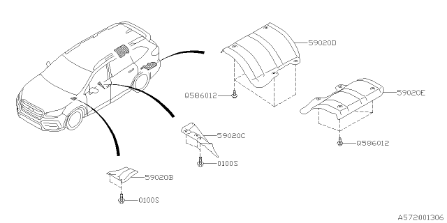 2021 Subaru Ascent Cover Exhaust Rear LH Diagram for 59024XC010