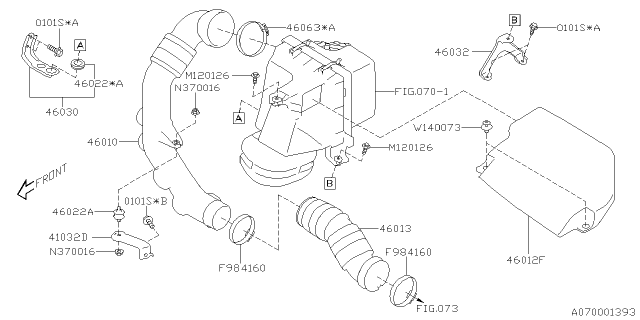 2021 Subaru Ascent Boot Air Intake B Diagram for 46013XC00A