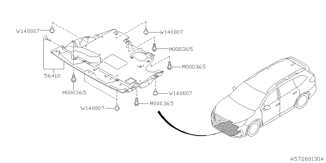 2020 Subaru Ascent Under Cover Com Front Diagram for 56410XC00A