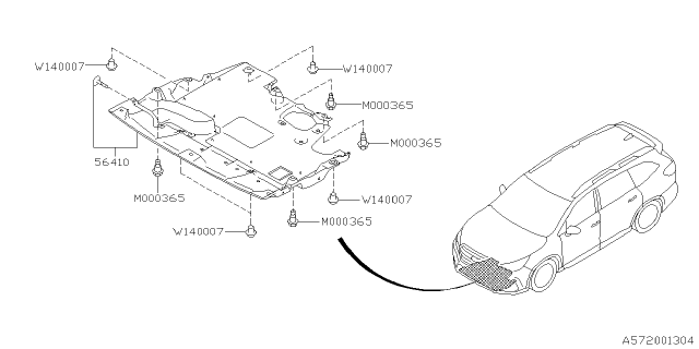 2019 Subaru Ascent Under Cover & Exhaust Cover Diagram 3