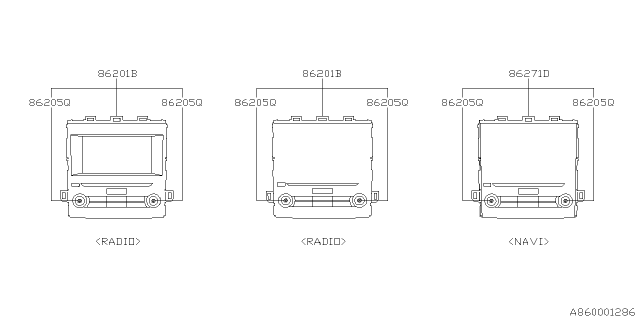 2019 Subaru Ascent Radio Assembly Diagram for 86201XC61A