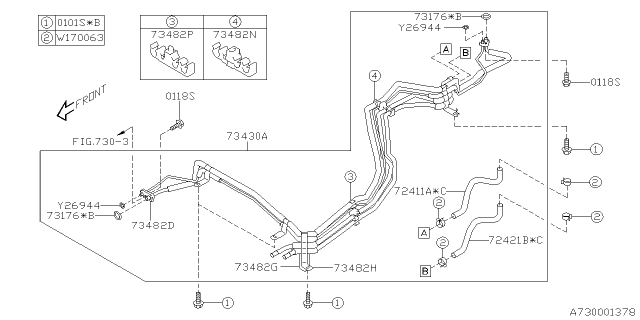 2019 Subaru Ascent Pipe Assembly Rear Rear Diagram for 73430XC01A