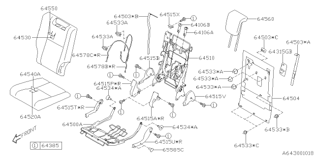 2021 Subaru Ascent Cover RCL Inner RH Diagram for 64515XC05AVH