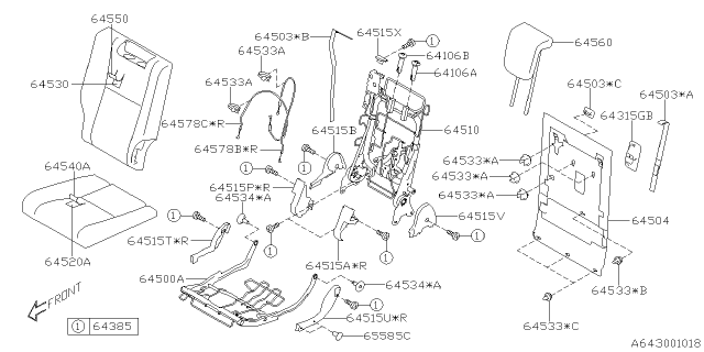 2021 Subaru Ascent Cover Link Inner RH Diagram for 64515XC09AVH