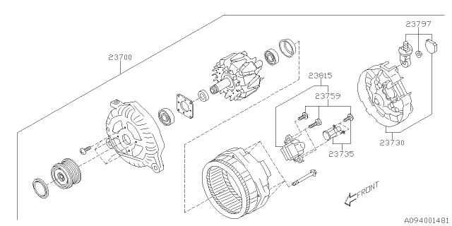 2019 Subaru Ascent Alternator Assembly Diagram for 23700AB04A