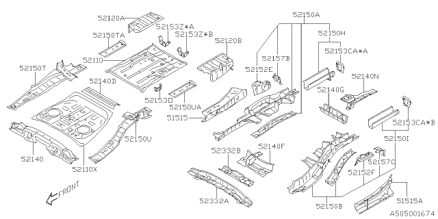 2020 Subaru Ascent Cross Member A Rear Complete Diagram for 52140XC15A9P