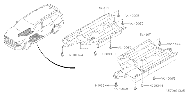 2021 Subaru Ascent Under Cover Rear LH Diagram for 56411XC01A