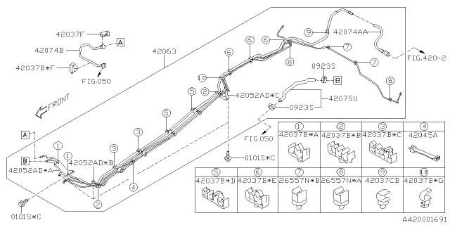 2019 Subaru Ascent Protector Pipe Diagram for 42045XC02A